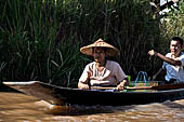 Inle Lake Myanmar. All the buildings are constructed on piles. Residents travel around by canoe, but there are also bamboo walkways and bridges over the canals, monasteries and stupas. 